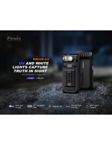 Linterna multiusos Fenix SW05R-UV - 150 lúmenes