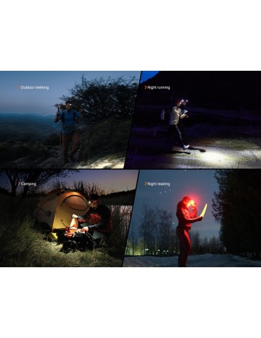 Frontal Fenix HL18R-T V2.0 Color Rojo - 800 lumenes. Recargable para Trailrunning