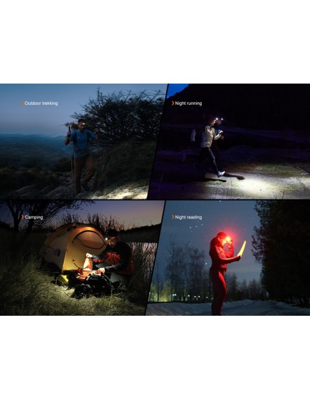 Frontal Fenix HL18R-T V2.0 Color Rojo - 800 lumenes. Recargable para Trailrunning