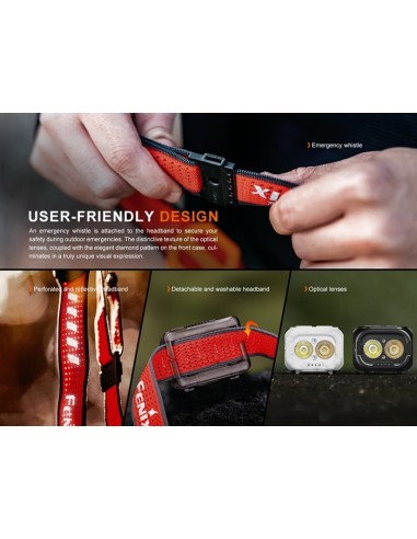 Frontal Fenix HL18R-T V2.0 Color Rojo - 800 lumenes. Recargable para Trailrunning