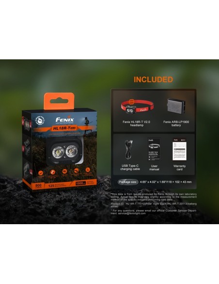 Frontal Fenix HL18R-T V2.0 Color Rojo - 800 lumenes. Recargable para Trailrunning