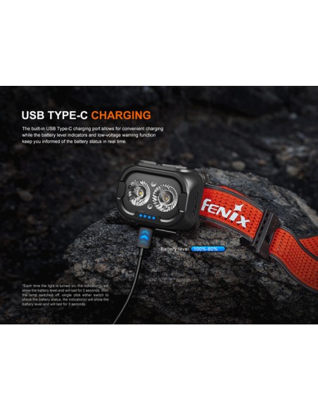 Frontal Fenix HL18R-T V2.0 Color Blanco - 800 lumenes. Recargable para Trailrunning