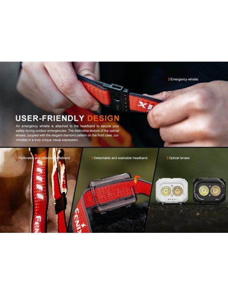 Frontal Fenix HL18R-T V2.0 Color Blanco - 800 lumenes. Recargable para Trailrunning