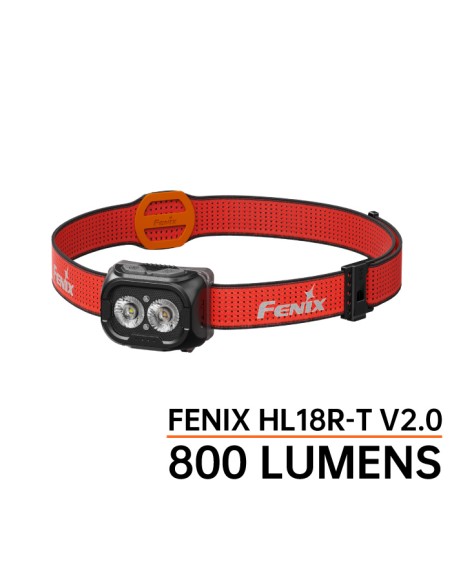 Frontal Fenix HL18R-T V2.0 Color Rojo - 800 lumenes. Recargable para Trailrunning