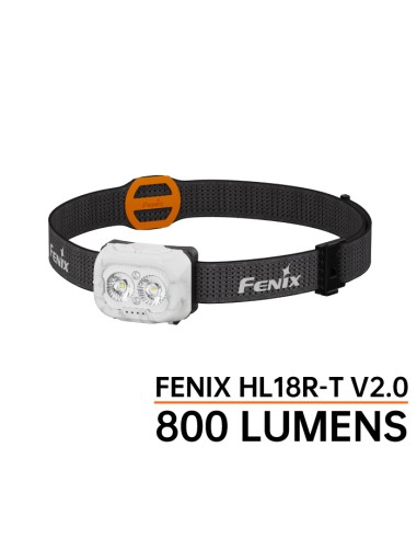 Frontal Fenix HL18R-T V2.0 Color Blanco - 800 lumenes. Recargable para Trailrunning