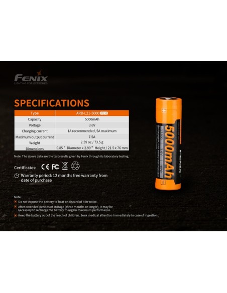 Fenix ARB-L21-5000 V2.0 - 5000 mAh Recargable