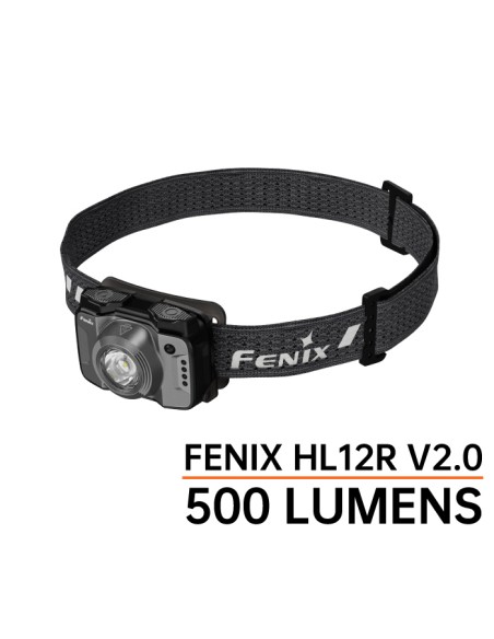 Frontal Fenix HL12R V2.0 Gris - 500 lumenes. Recargable USB C