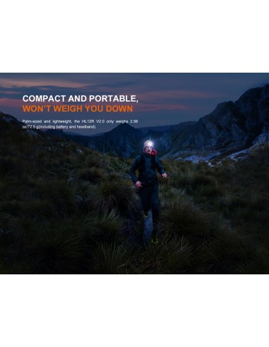 Frontal Fenix HL12R V2.0 Gris - 500 lumenes. Recargable USB C