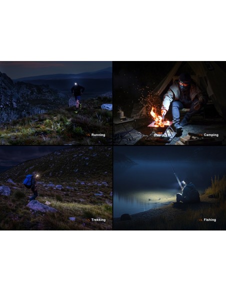 Frontal Fenix HL12R V2.0 Gris - 500 lumenes. Recargable USB C