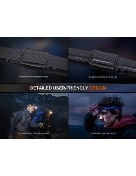 Frontal Fenix HL12R V2.0 Gris - 500 lumenes. Recargable USB C