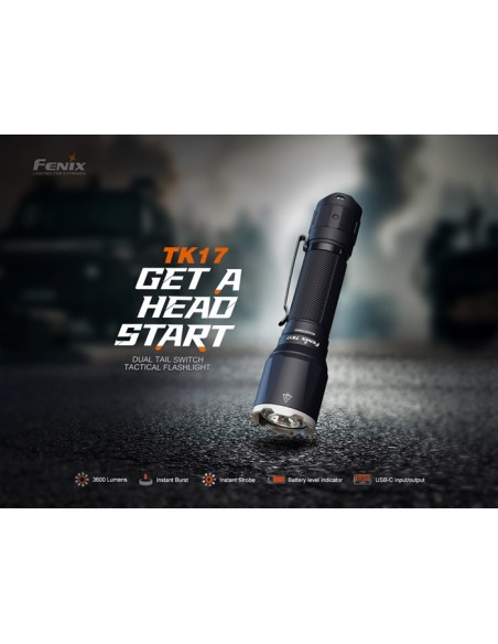 Linterna táctica Fénix TK17 - 3600 lúmenes con doble interruptor