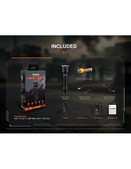 Linterna táctica Fénix TK17 - 3600 lúmenes con doble interruptor