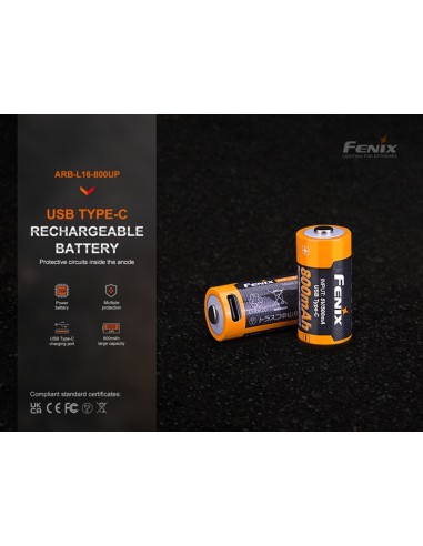 Batería Fenix ARB-L16-800UP - 800 mAh Recargable USB Tipo C
