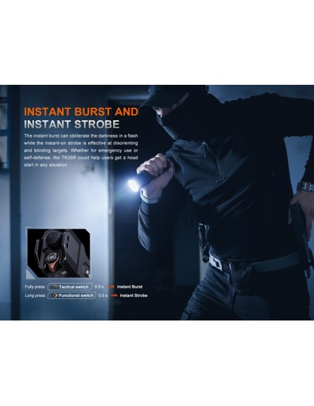 Linterna táctica Fénix TK35R - 5800 lúmenes con luz UV - Recargable USB Tipo C