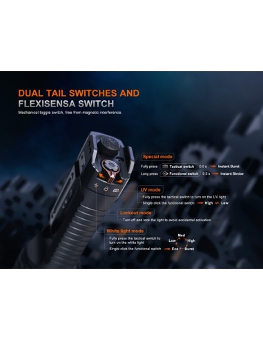 Linterna táctica Fénix TK35R - 5800 lúmenes con luz UV - Recargable USB Tipo C