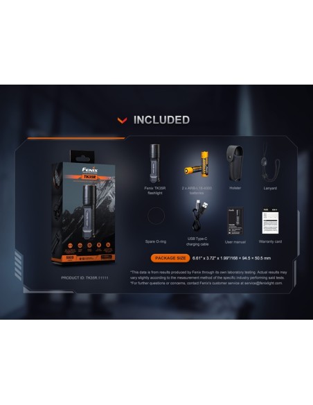 Linterna táctica Fénix TK35R - 5800 lúmenes con luz UV - Recargable USB Tipo C