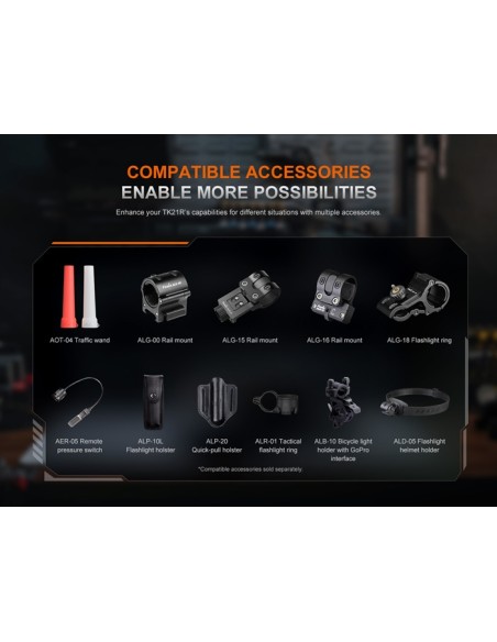 Linterna táctica Fénix TK21R - 3600 lúmenes con doble interruptor