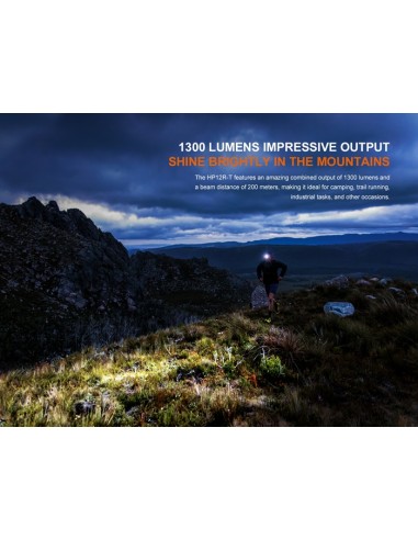 Linterna frontal Fénix HP12R-T Negra - 1300 lúmenes