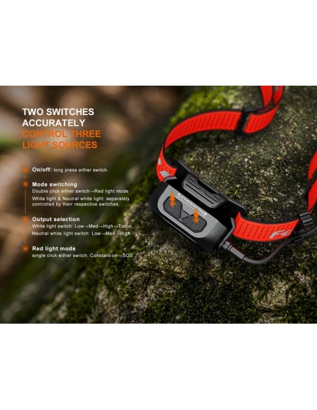 Linterna frontal Fénix HP12R-T Roja - 1300 lúmenes