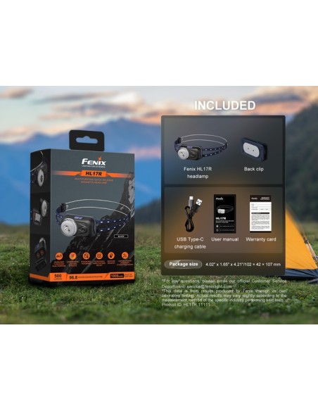 Linterna frontal Fénix HL17R Negra - 500 lúmenes