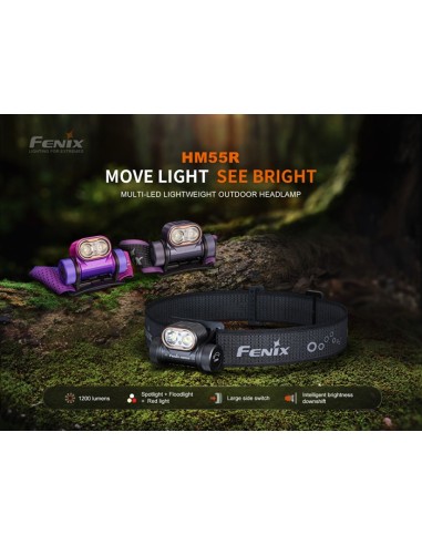 Linterna frontal Fénix HM55R Color negro - 1200 lúmenes