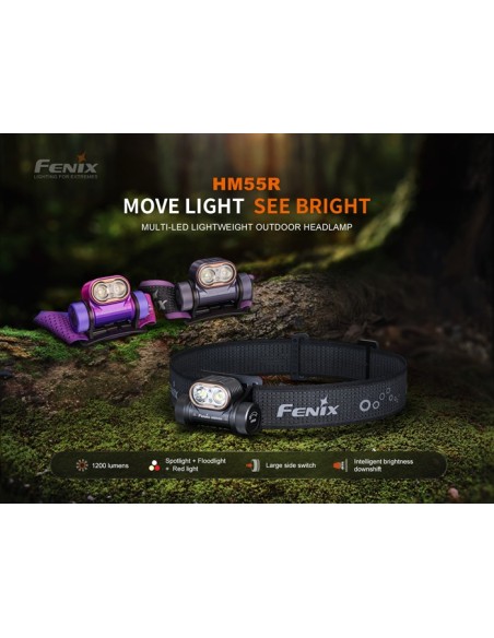 Linterna frontal Fénix HM55R Color negro - 1200 lúmenes