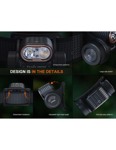 Linterna frontal Fénix HM55R Color negro - 1200 lúmenes