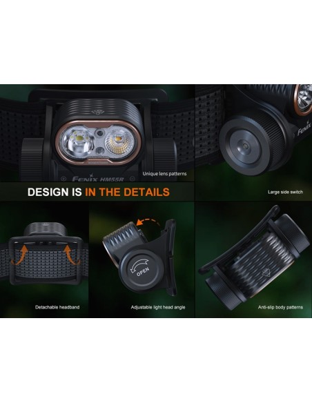 Linterna frontal Fénix HM55R Color negro - 1200 lúmenes