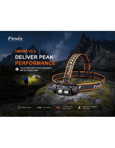 Linterna frontal Fénix HM60R V2.0 - 1600 lúmenes