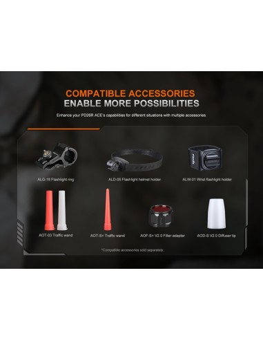 Fenix PD26R ACE - 1300 lúmenes - Linterna táctica EDC