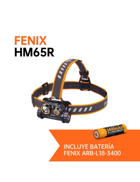 Frontal Fenix HM65R 1400 lúmenes (incluye batería 18650 3400 mAh)