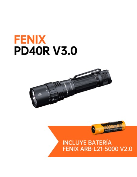 Fenix PD40R-V3.0 - 3000 Lúmenes (Incluye batería 21700 de 5000 mAh)
