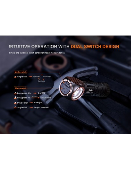 Frontal Fenix HM61R V3.0 - 1800 lúmenes (Luz roja y blanca)