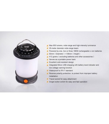 Luz Fénix CL30R 650 lúmenes (3 x 18650 x 6 cr123)