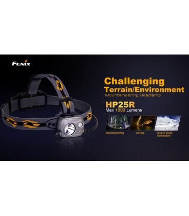 Frontal Fénix HP25R 1000 lúmenes (micro usb recargable-incluye batería 18650)