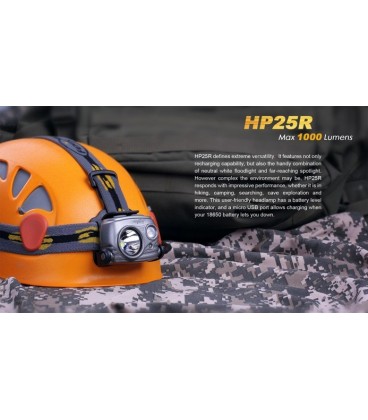 Frontal Fénix HP25R 1000 lúmenes (micro usb recargable-incluye batería 18650)