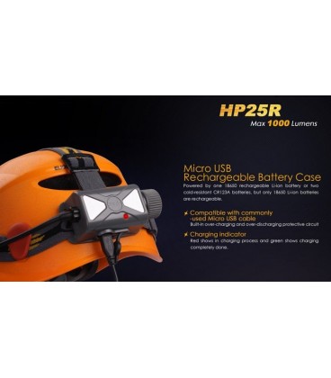 Frontal Fénix HP25R 1000 lúmenes (micro usb recargable-incluye batería 18650)
