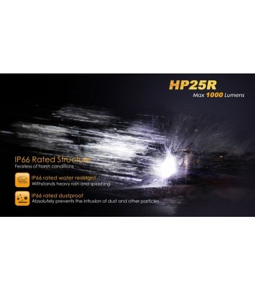 Frontal Fénix HP25R 1000 lúmenes (micro usb recargable-incluye batería 18650)