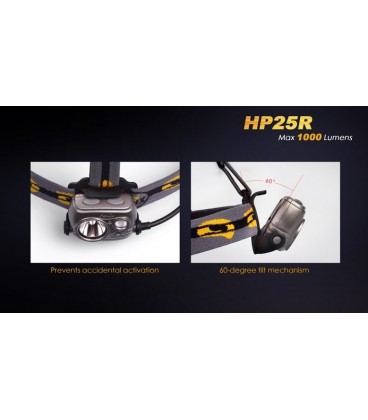 Frontal Fénix HP25R 1000 lúmenes (micro usb recargable-incluye batería 18650)