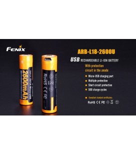 Batería recargable por micro USB 18650 de 2600 mAh ARB-L18-2600U
