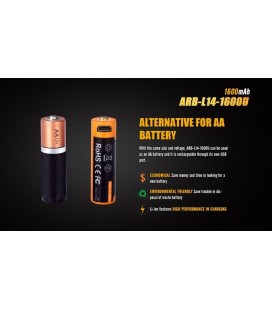 ARB-L14-1600U Batería recargable por micro USB 14500 de 1600 mAh 2