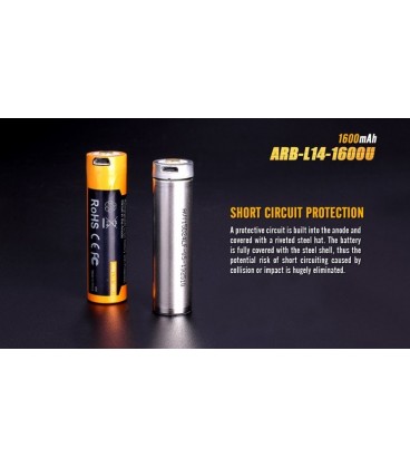 ARB-L14-1600U Batería recargable por micro USB 14500 de 1600 mAh