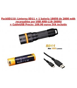 PACK SD11: Linterna SD11 + ARB-L18-2600U + CableUSB