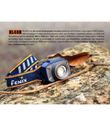 Frontal Fénix HL40R con zoom 600 lúmenes y batería recargable