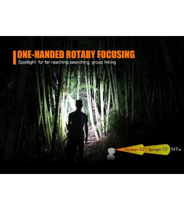 Frontal Fénix HL40R con zoom 600 lúmenes y batería recargable