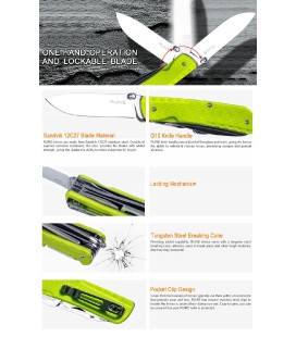 Trekker LD43, es una navaja multi herramientas de rescata que se opera con una sola mano y puede bloquearse la hoja 2