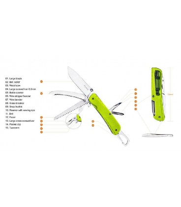 Trekker LD43, es una navaja multi herramientas de rescata que se opera con una sola mano y puede bloquearse la hoja