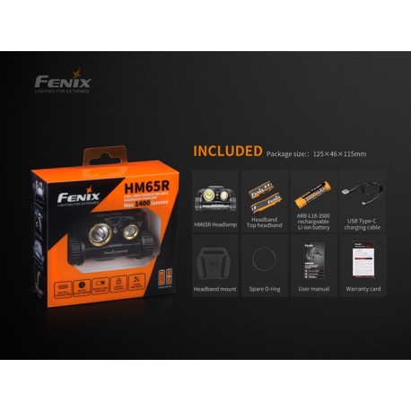 Frontal Fenix HM65R 1400 lúmenes (incluye batería 18650 3500 mAh
