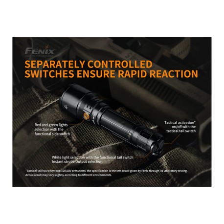 Linterna policial TK26R 1500 lúmenes. Luz blanca, roja y verde