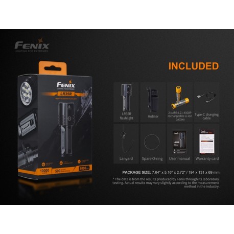 Linterna Fenix LR35R 10000 Lumens (2 baterias 21700 de 4000 mAh incluidas)